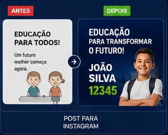 Antes e depois de post para Instagram
