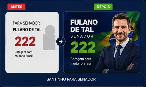Antes e depois para candidato senador